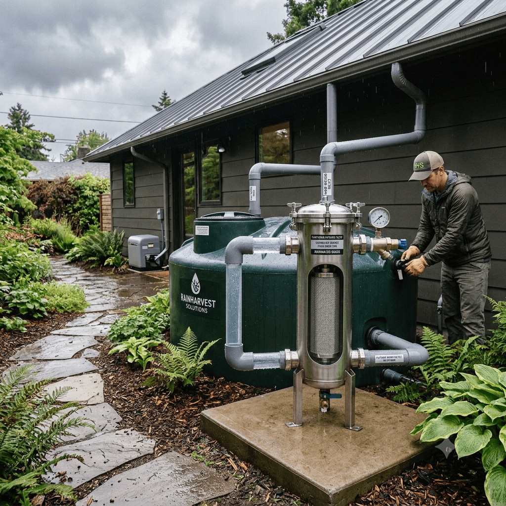 Residential Rainwater Harvesting & Filtration System (Western/European Style)